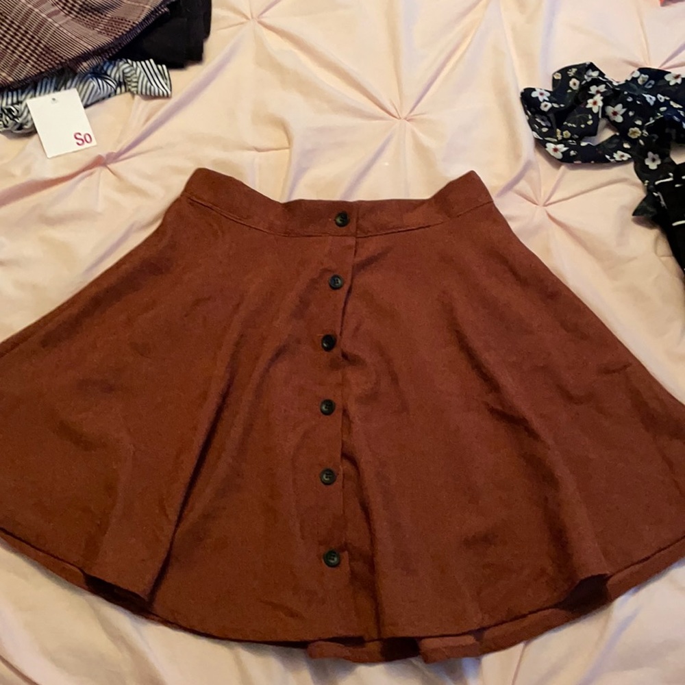 Brown button up skirt